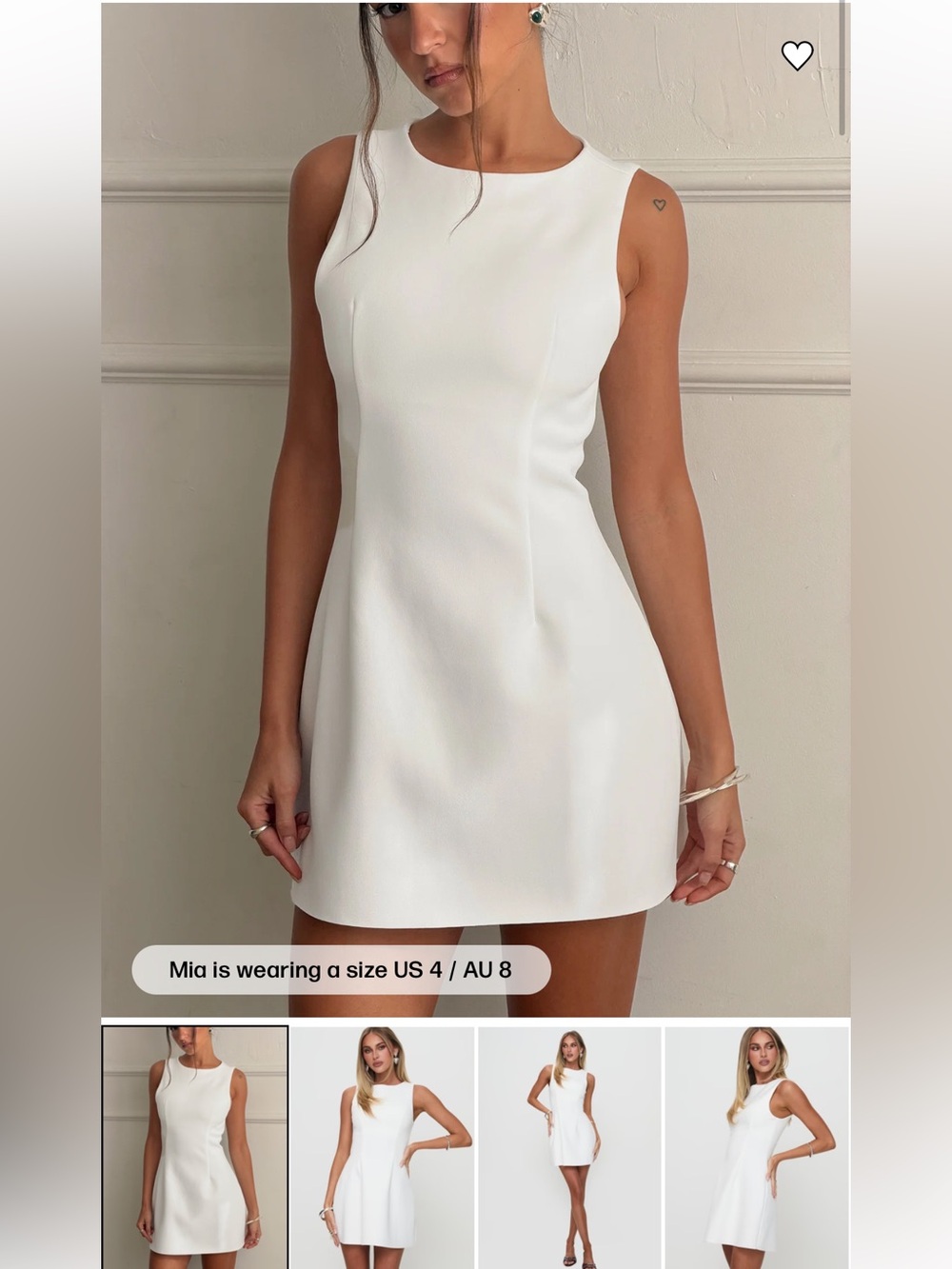 Princess Polly Anse White Sleeveless Mini Dress NWT